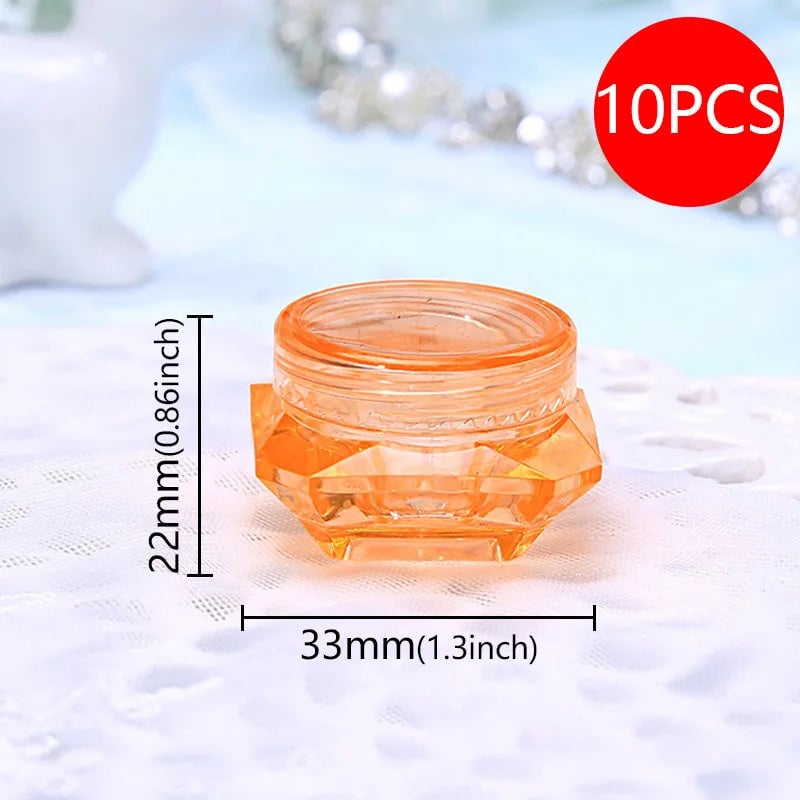 10pcs Diamond Shaped Cosmetic Cream Jars Refillable Travel Containers