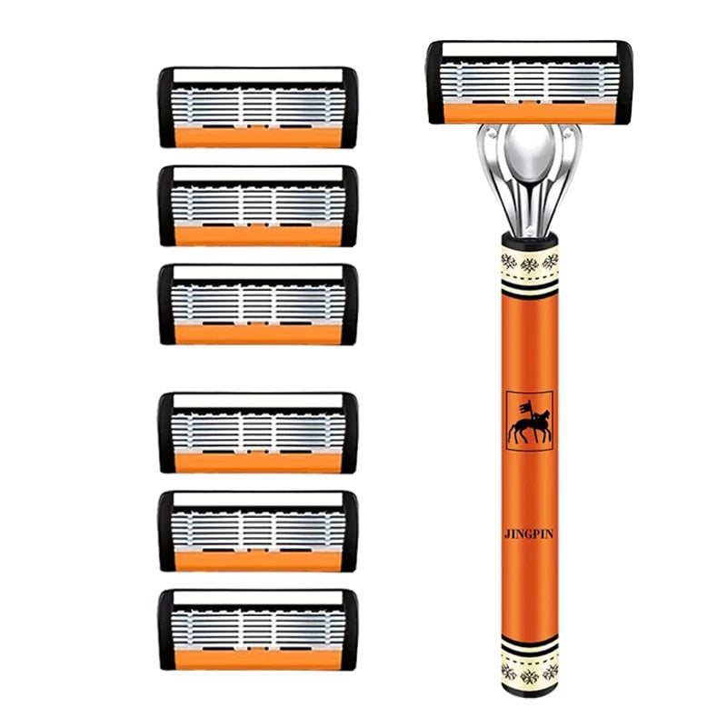 6-Layer Stainless Steel Safety Razor Set - Sharp Changeable Blade