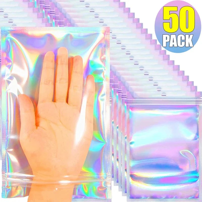 Holographic Laser Sealing Bags - Resealable Food Candy Jewelry