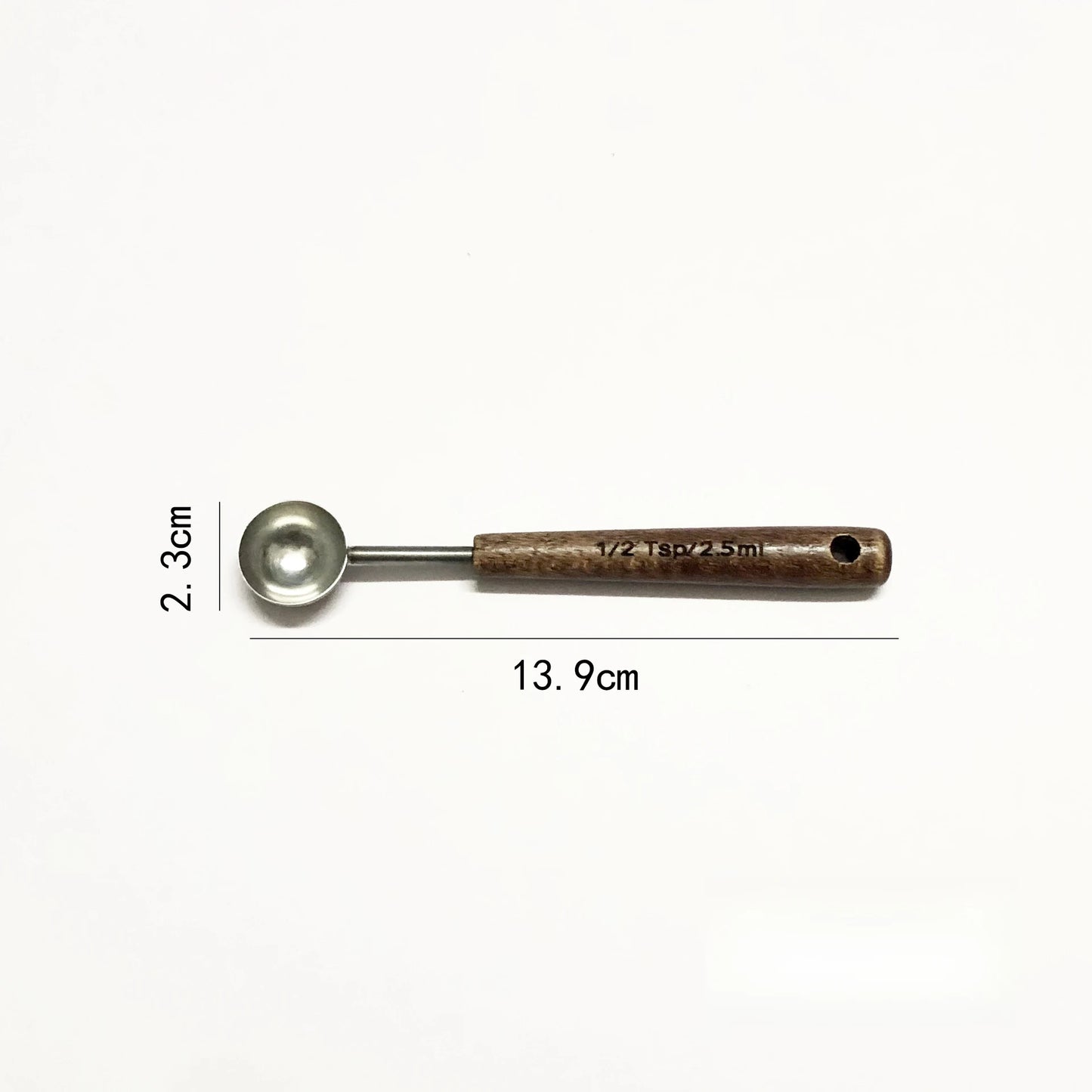 Oak Handle Stainless Steel Measuring Spoon - Coffee Bean Milk Powder