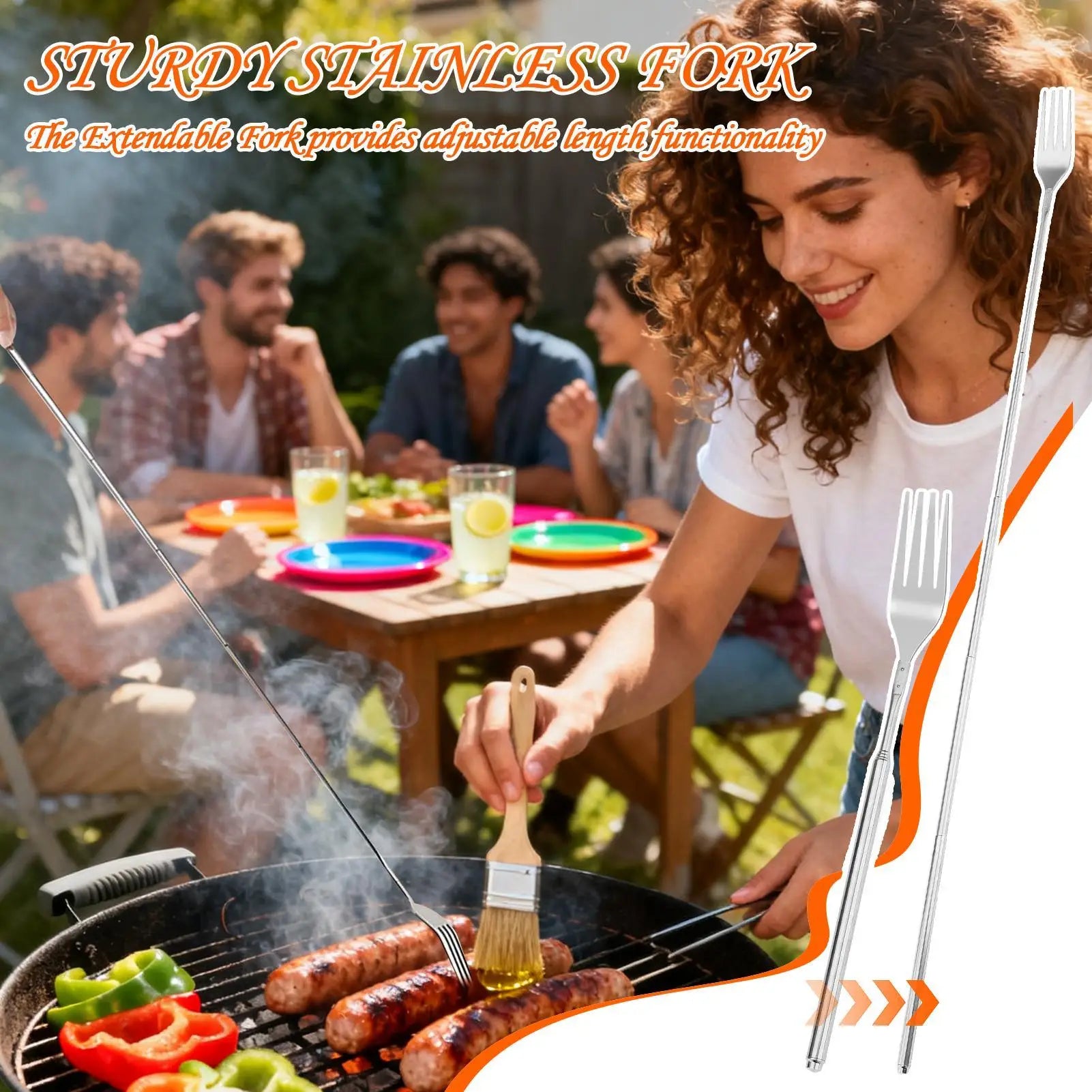 Extendable Non-Slip Fork - Portable Retractable Tableware