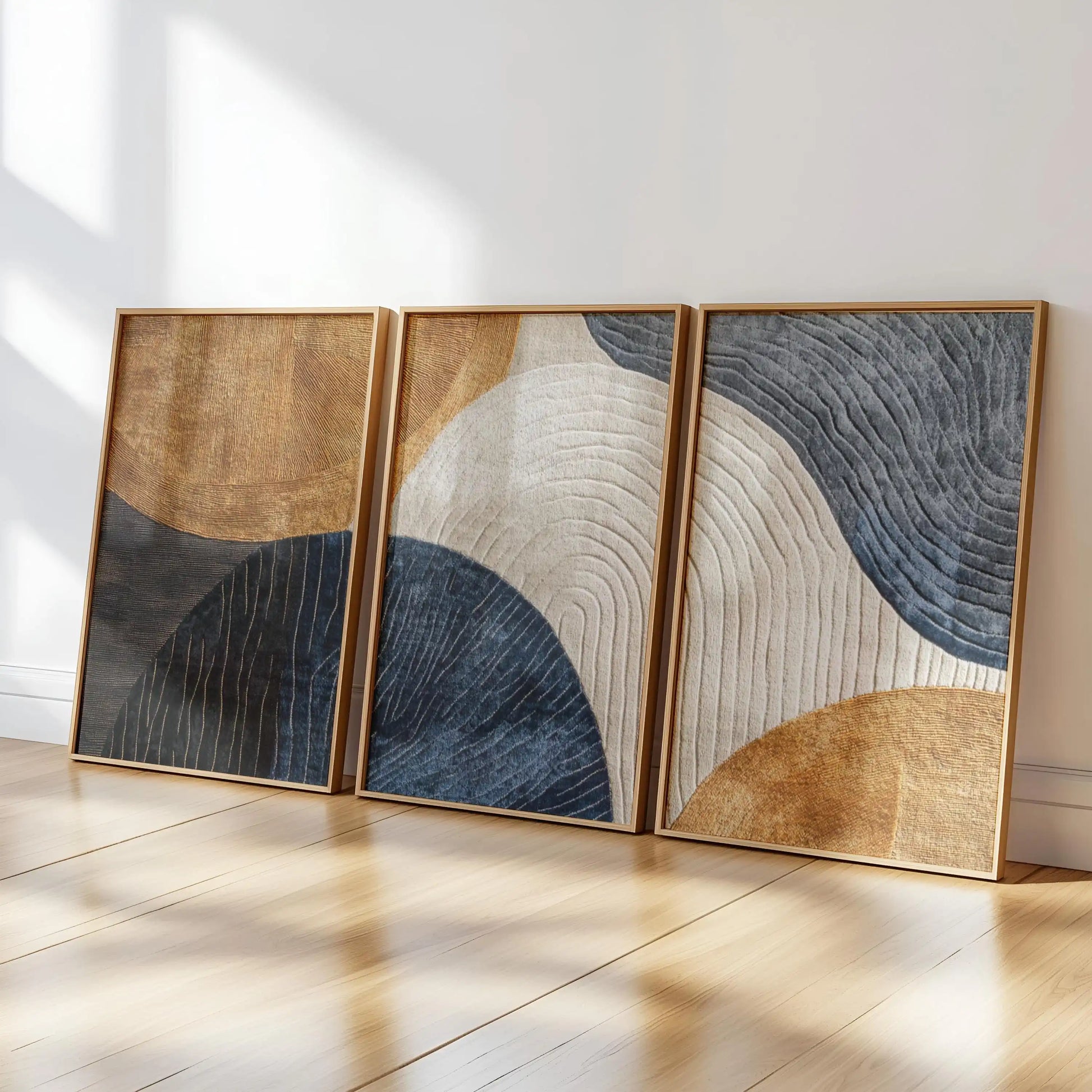 Japandi Triptych Canvas Wall Art Set Nature Abstract Modern Poster