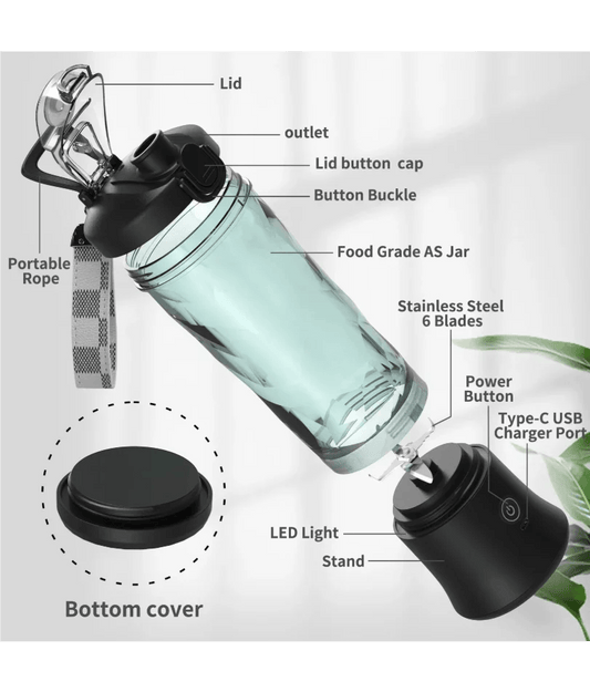 Portable Electric Blender 600ML USB Rechargeable Smoothie Mixer