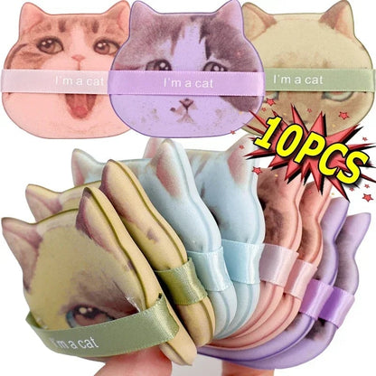 10PC Cat-Shaped Makeup Puffs - Dual-Use Foundation & Powder Blender Set