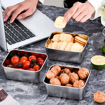 6-Piece Stainless Steel Food Storage Containers - Leakproof & Stackable
