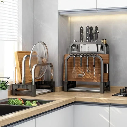 Stainless Steel Knife Holder & Cutting Board Storage Rack