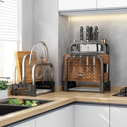 Stainless Steel Knife Holder & Cutting Board Storage Rack