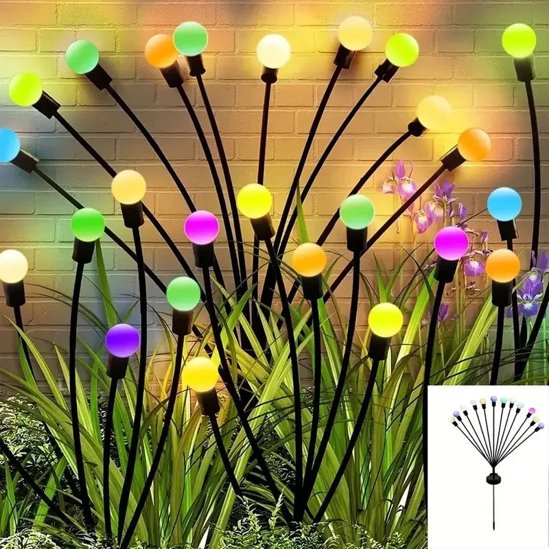 Solar LED Pathway Lights 6/8/10 Head Waterproof Garden Firefly Lamp