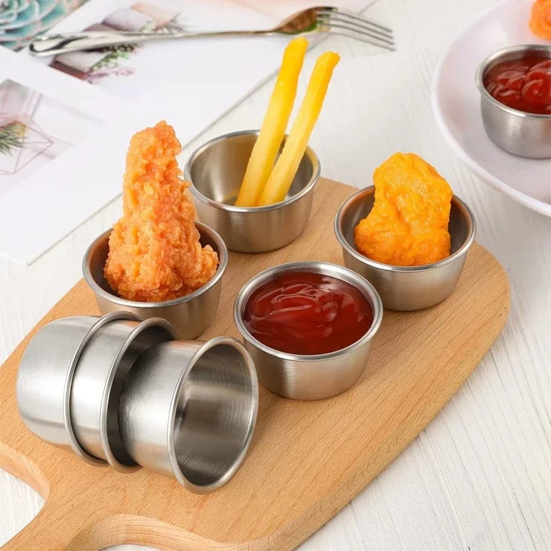 304 Stainless Steel Sauce Dipping Bowls 6/12 Pcs Round Mini Cups