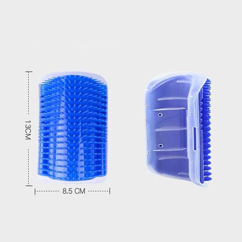 Cat Corner Scratcher Brush Massager - Self-Grooming Pet Scrubber