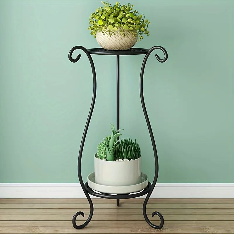 Double Layer Metal Flower Rack Plant Display Stand Indoor Outdoor