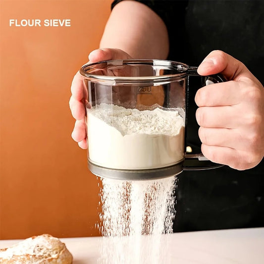 Semi-Automatic Flour Sifter Hand Press Transparent Non-Stick Sieve