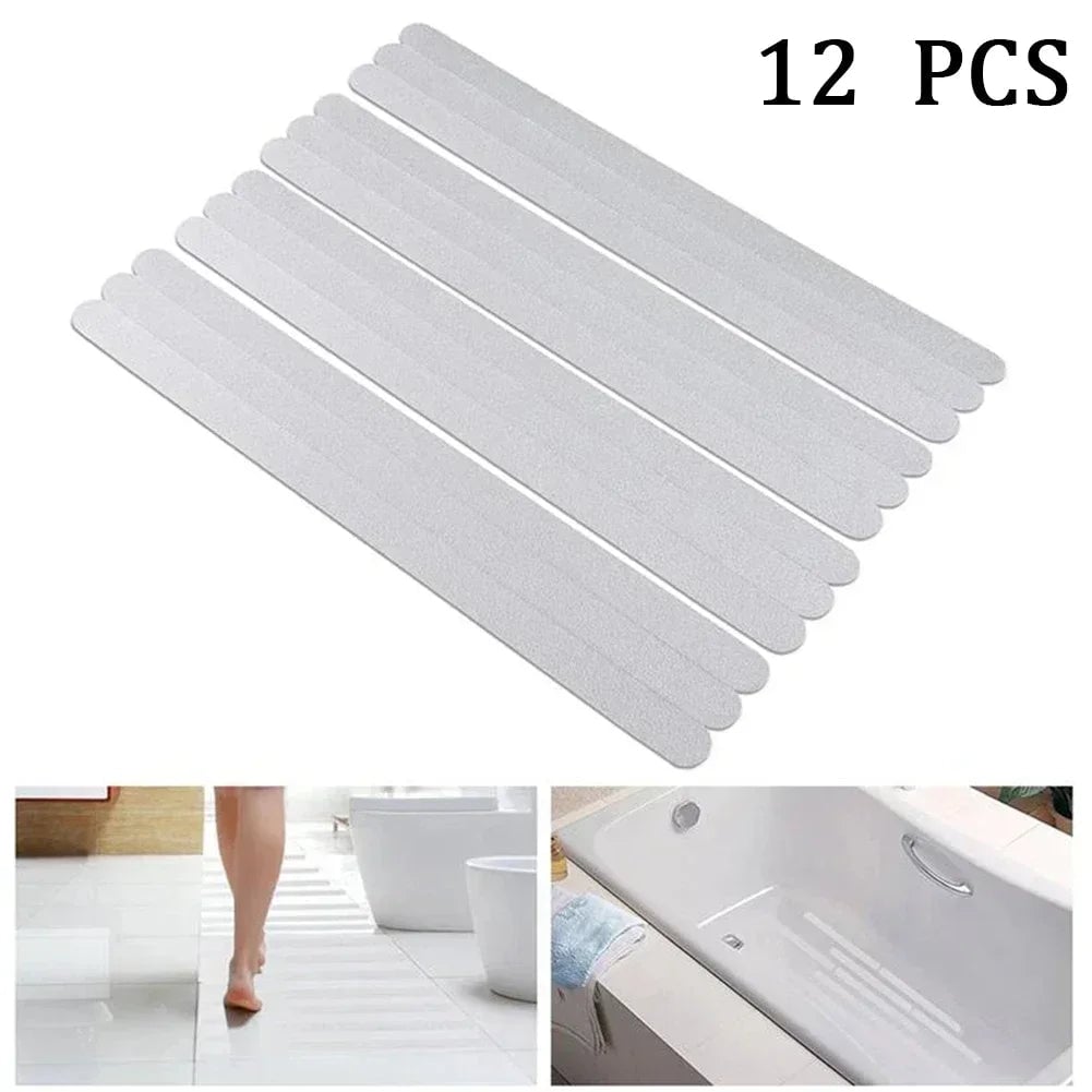12PC PEVA Anti-Slip Bath Strips - White Safety Tape for Bathtub