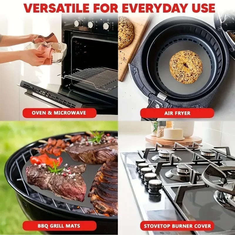 4-Size Non-Stick Reusable Oven Liners BBQ Grill Mat Set