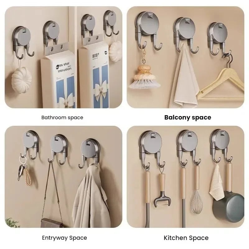 Strong Suction Cup Hooks No Drill Dual Hook Bathroom Kitchen