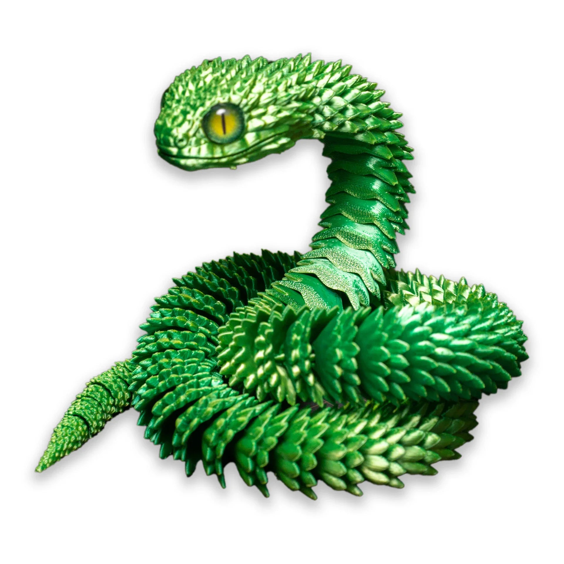3D Printed Snake Figurine with Movable Joints & Random Colored Eyes