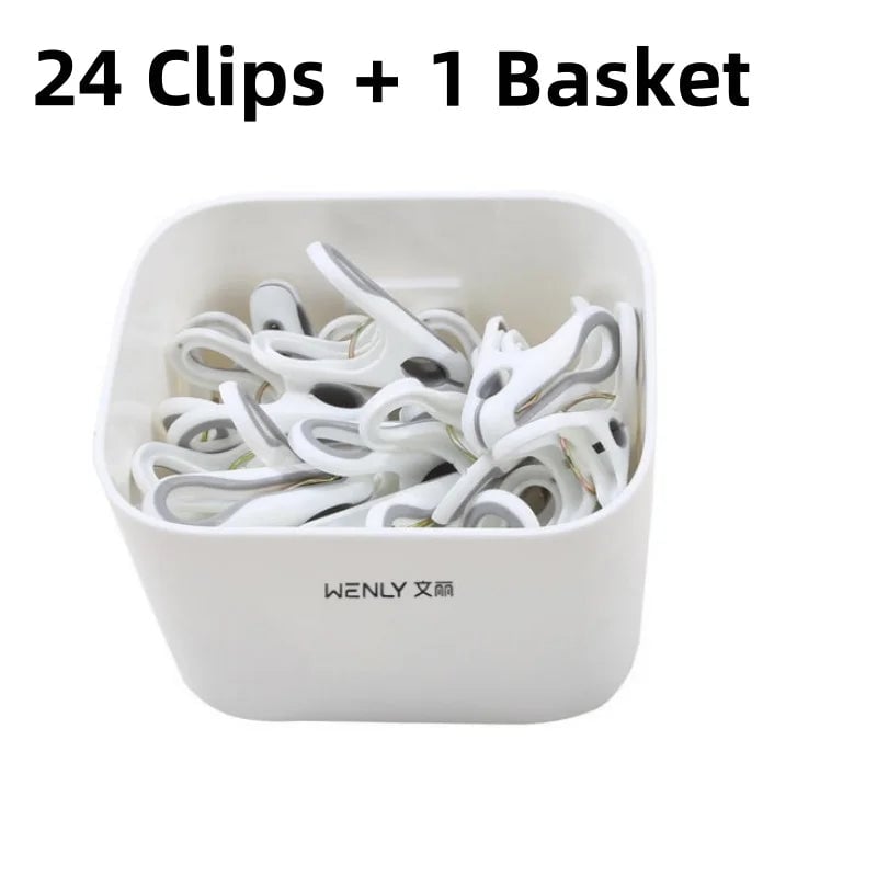 24/36-Piece Plastic Clothes Pins with Storage Basket - Laundry Pegs