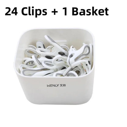 24/36-Piece Plastic Clothes Pins with Storage Basket - Laundry Pegs