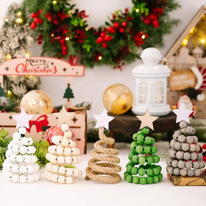 Handmade Wooden Christmas Tree Desktop Ornament - Creative Holiday Decor