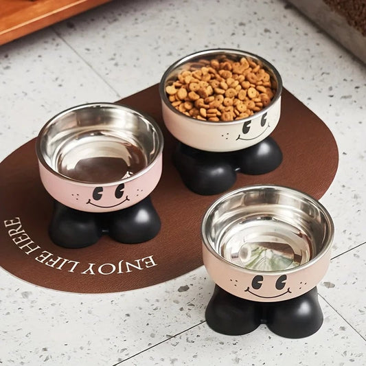Stainless Steel Elevated Dog Cat Bowl - Raised No Spill Pet Feeder