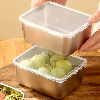 6-Piece Stainless Steel Food Storage Containers - Leakproof & Stackable