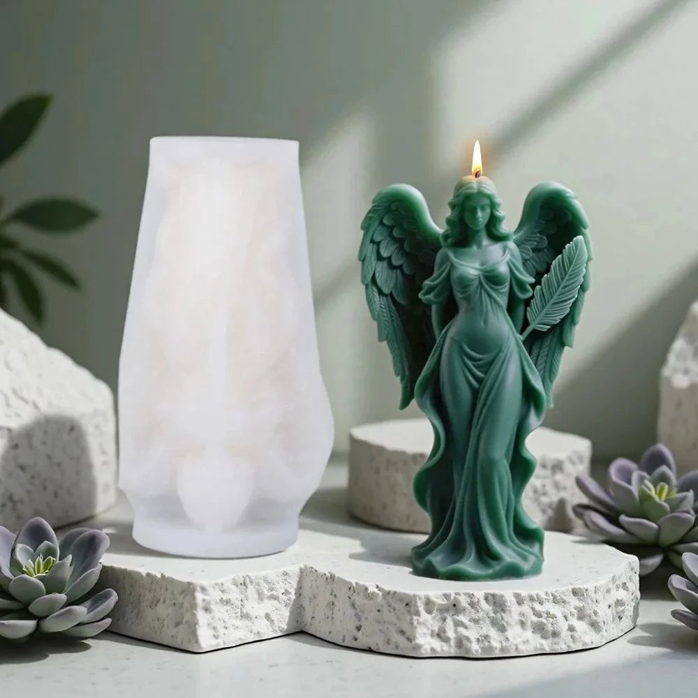Wings Goddess Angel Silicone Candle Mould - Prayer Sculpture Resin Mold