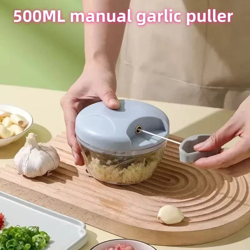 500ML Manual Meat Mincer Garlic Press Vegetable Food Chopper