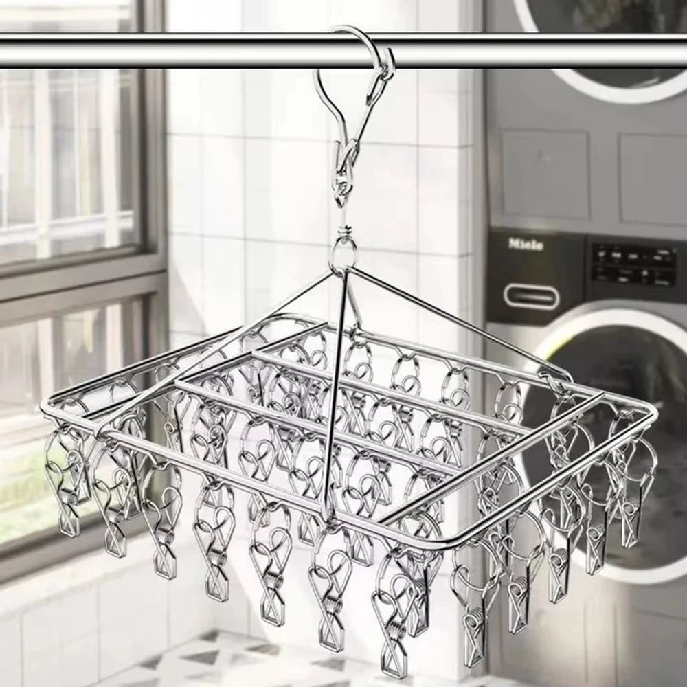 Stainless Steel Windproof Clothespin Hanger for Bra Sock Towel