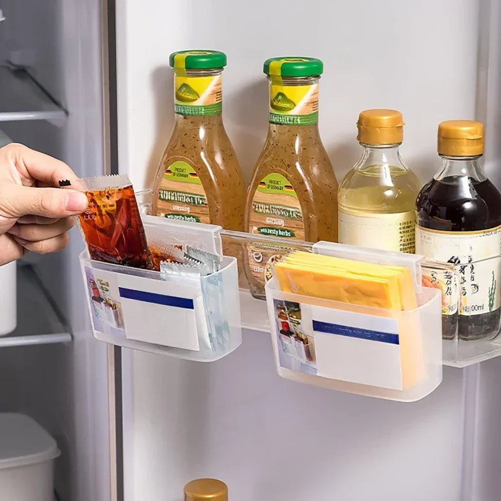 2Pcs Sliced Cheese Holder Door Storage Box Refrigerator Organizer