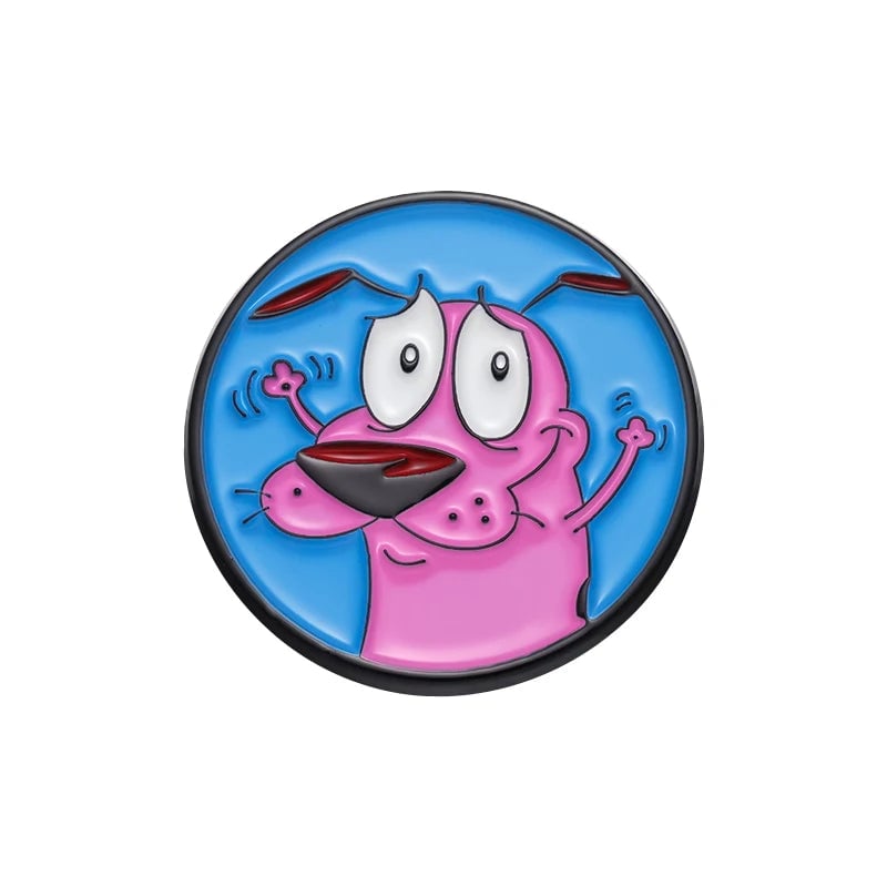 Courage Cowardly Dog Pink Enamel Brooch Pin - Kids Lapel Badge