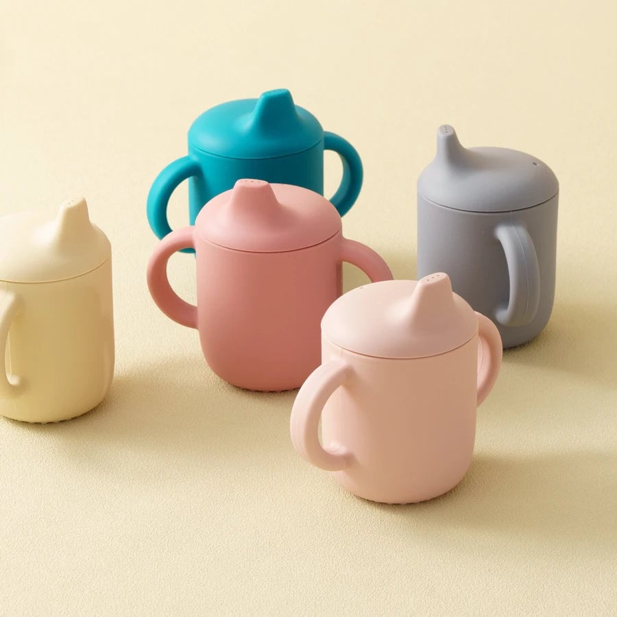 Baby Silicone Drinking Cup - Portable Infant Learning Hand Cup
