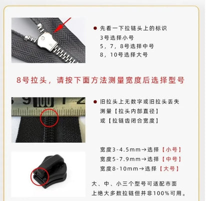 Universal Zipper Slider Replacement Kit - 6/3pc Quick Install Lock