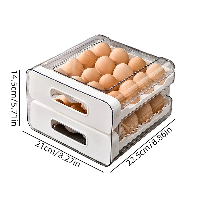 32-Compartment Drawer Style Refrigerator Egg Storage Organizer Box