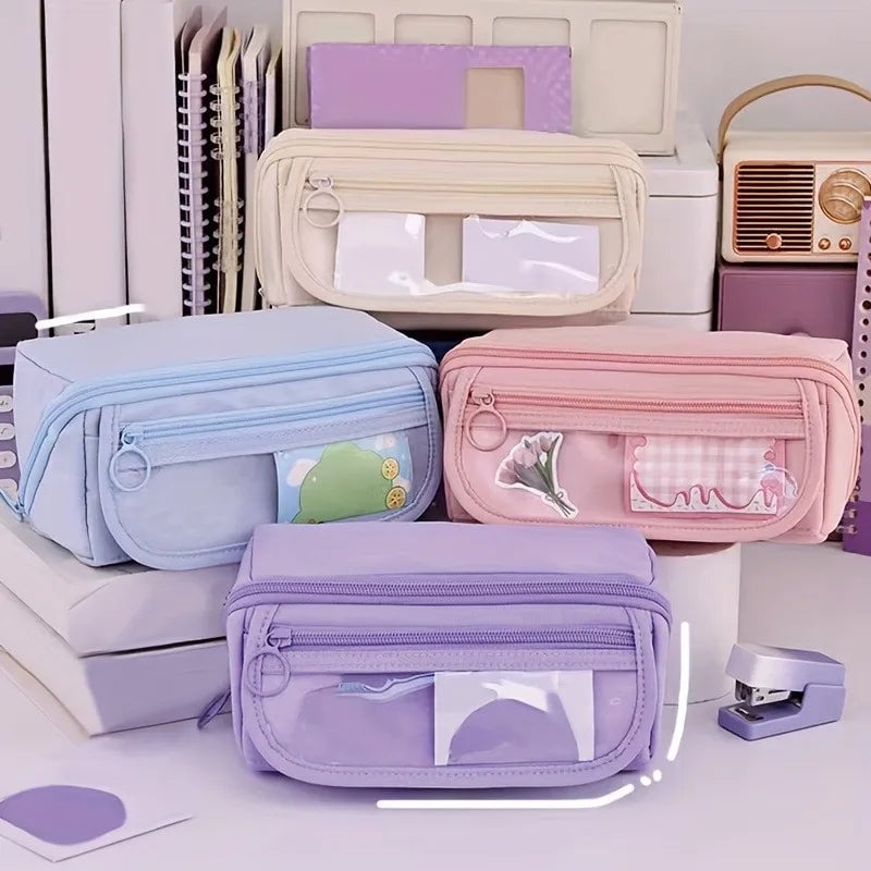 Large Multi-Compartment Pencil Case Organizer - Desktop Storage
