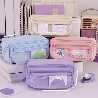Large Multi-Compartment Pencil Case Organizer - Desktop Storage
