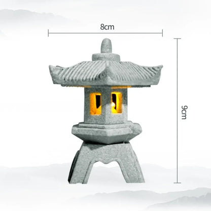 Sandstone Mini Pagoda Lantern - LED Garden Light Zen Landscape Statue