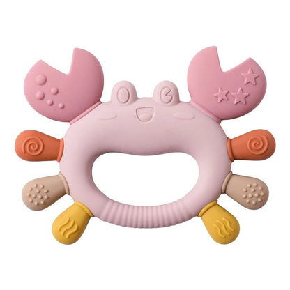 BPA Free Silicone Baby Teether 0-6 Months Wooden Ring Crab Toy