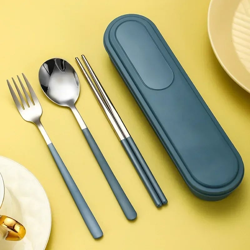 304 Stainless Steel Portable Cutlery Set Fork Spoon Storage Box