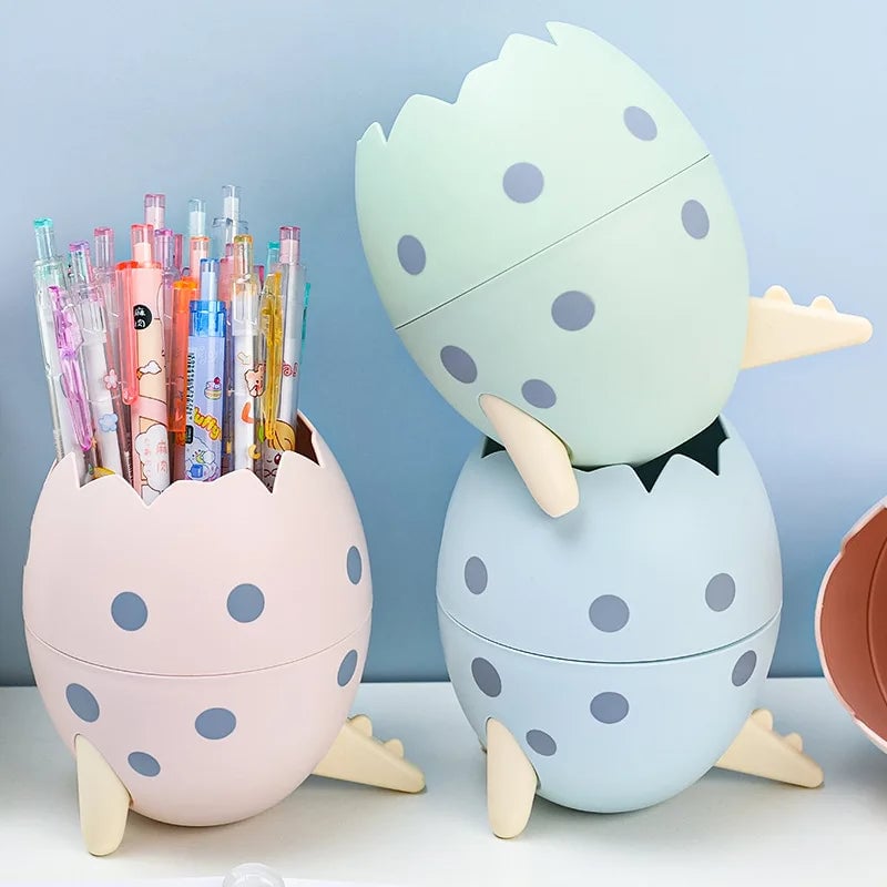 Detachable Dinosaur Egg Pen Holder - Desktop Organizer Storage Box