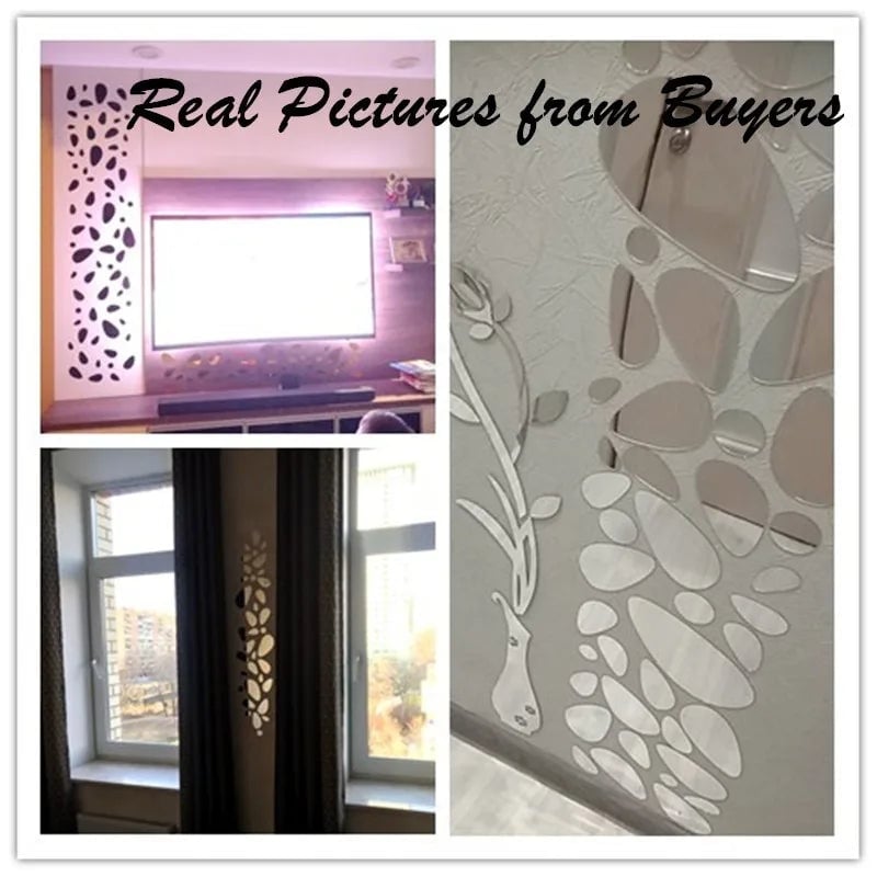 12pcs 3D Mirror Wall Stickers Removable DIY Living Room Decor