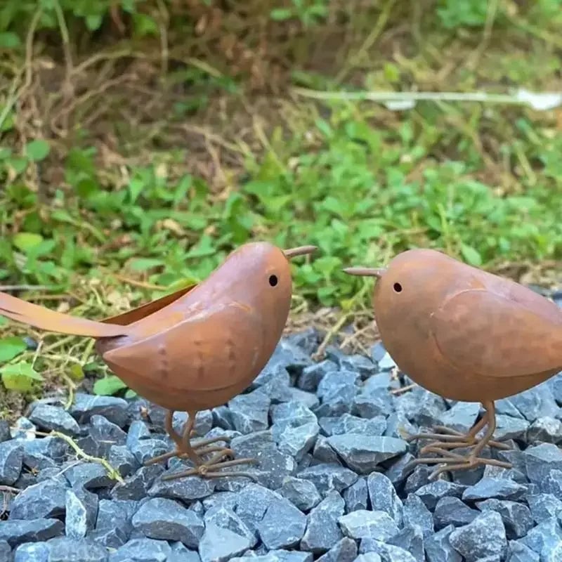 2Pcs Iron Bird Figurines - Tabletop Decorative Sculpture Ornaments