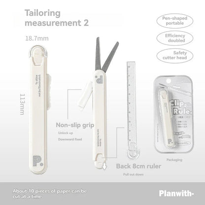 Mini Portable 2-in-1 Scissors Paper Cutter Knife Pen Shape Art Tool