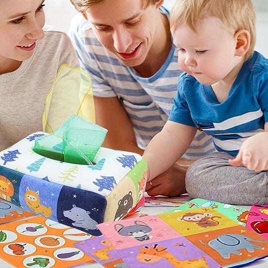 Baby Montessori Magic Tissue Box - Educational Sensory Busy Board