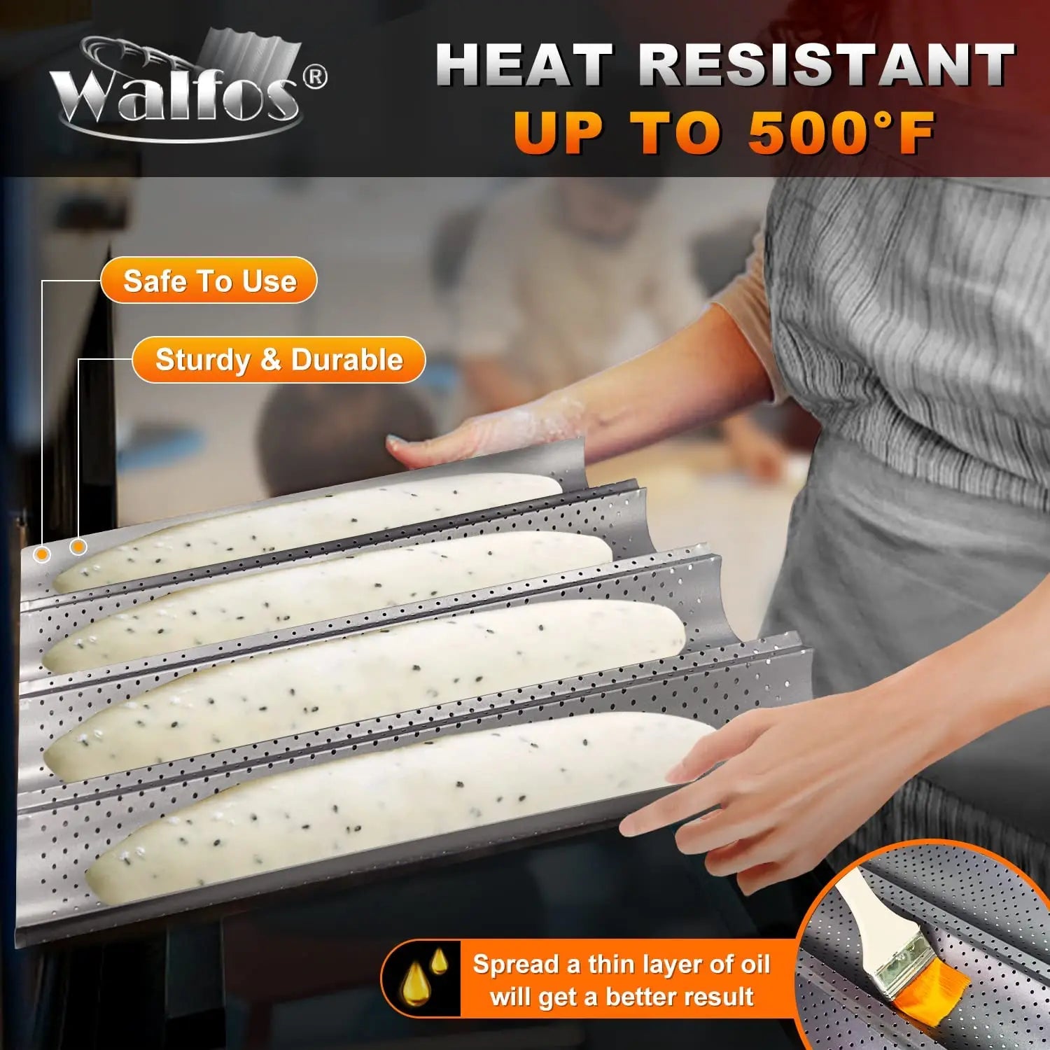 Baguette Bread Baking Pan - Non-Stick French Loaf Mould Tray