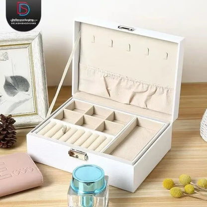 Large Capacity PU Leather Jewelry Box Multi-Compartment Storage Case