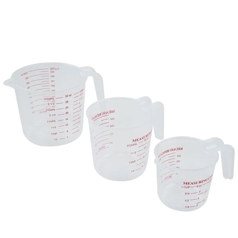 3pcs PVC Measuring Cups Set 1000/500/250ml Baking Liquid Beakers