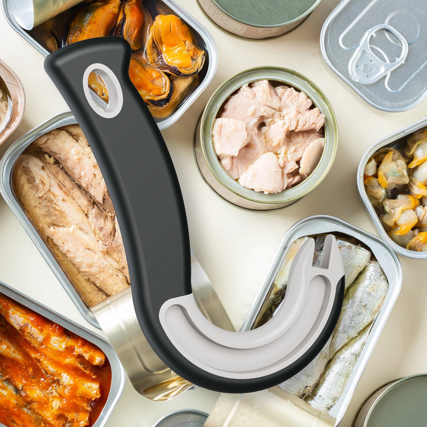 Easy-Grip Hook Can Opener - Durable Plastic Home & Restaurant Tool
