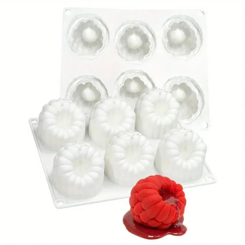 6-Cavity Raspberry Mousse Silicone Mold for Chocolate Desserts