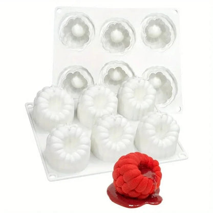 6-Cavity Raspberry Mousse Silicone Mold for Chocolate Desserts