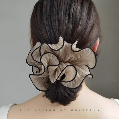 Oversized Korean Retro Chiffon Scrunchie Hair Band Fashion Accessory